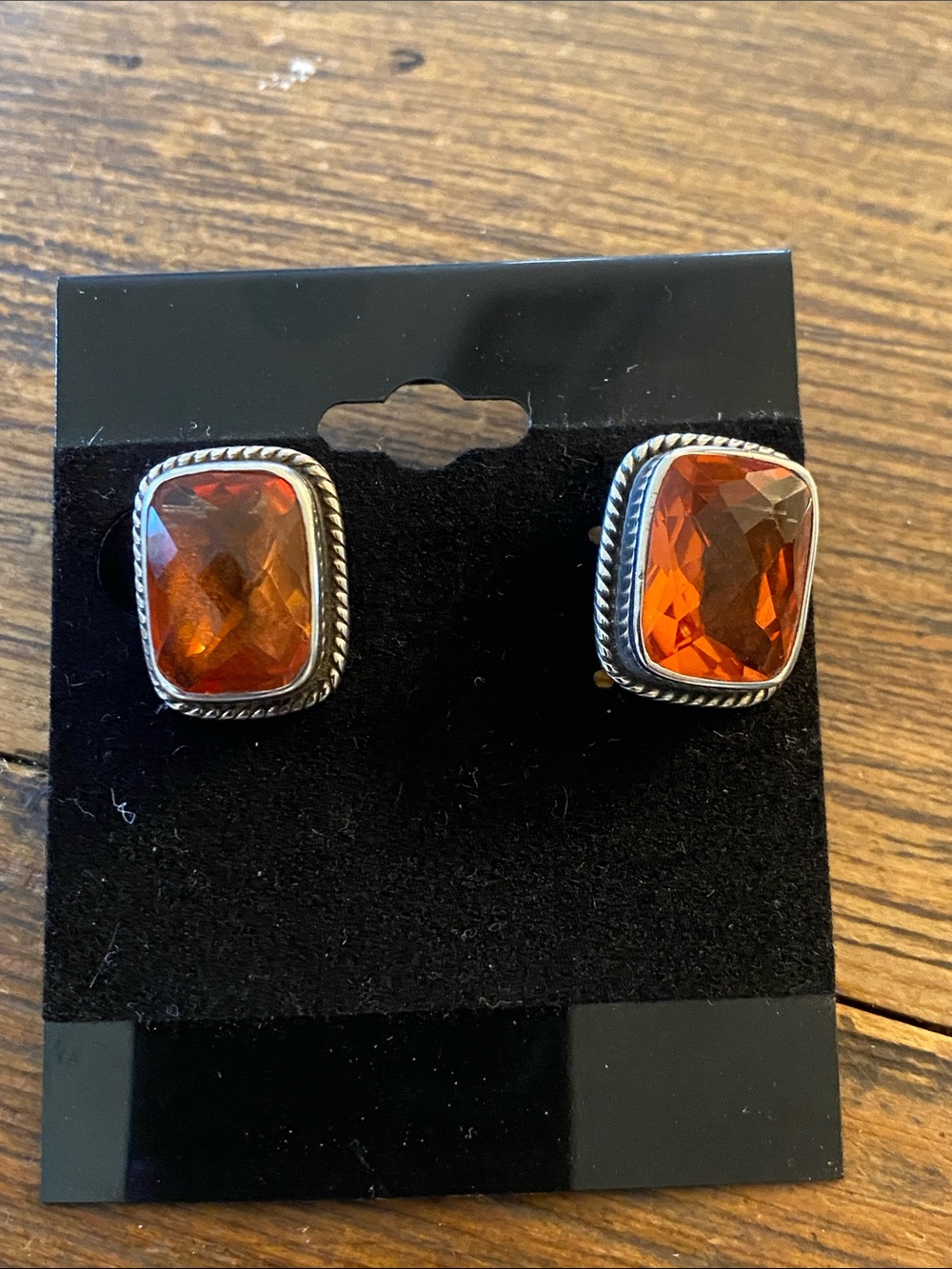 Nicky Butler 925 Silver Citrine Quartz Cushion Stud Earrings